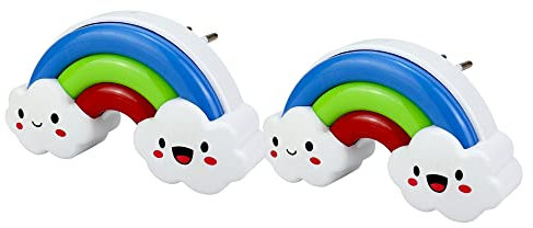 Annmore Luz Nocturna Infantil Enchufe, Sensor Crepuscular, 2 Piezas LED Arco Iris de Colores Pared para Dormitorio Niños, Luces Quitamiedos Bebé, Lámpara de Noche, Luces Compañia Habitación