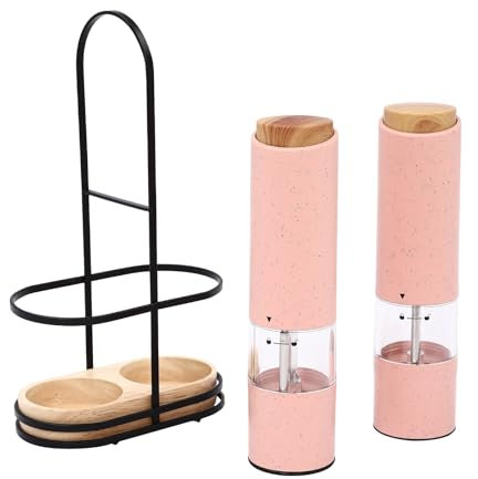 Set di macinapepe con base, due macinini, design elettrico, grossolana regolabile, può essere utilizzato per pepe nero, pepe bianco, pepe di Sichuan, rosmarino, sale marino, rosa