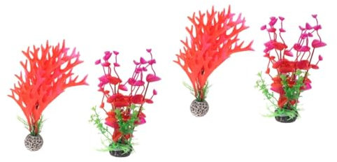 BESPORTBLE 4pcs Artificial Fish Tank Decorative Landscape Artificial Plants Outdoor Lifelike Grass
