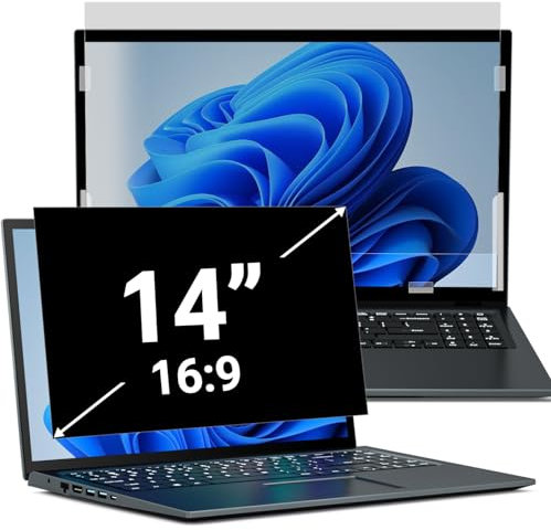 PYS Filtre écran Confidentialité 14 Pouces 16:9 - Protecteur d'écran Anti Espion, Film Anti-Lumière Bleu, Compatible avec HP/Dell/Acer/Lenovo/Thinkpad/Samsung/ASUS