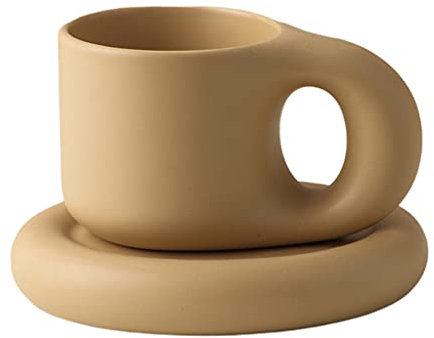 HOOLRZI Materiale ceramico per tazze da caffè creative con decorazione domestica nordica arte fatta a mano tazze da latte vassoio personalizzato G tazze da caffè ceramica riutilizzabile lavabile in
