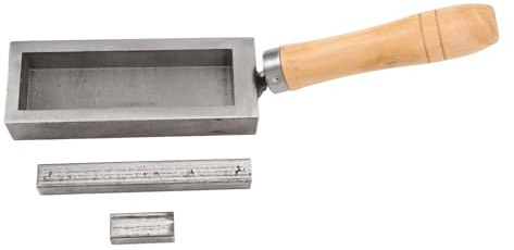 Stampo per Colata di Lingotti D'oro, Stampo per Lingotti in Ghisa Portatile con Barra D'oro con Manico in Legno di Faggio, Lingottiera Compatta in Acciaio Legato Argento per Fai
