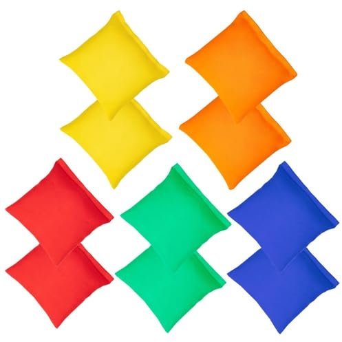 WOFEU Bohnensäckchen, 10 Stück Cornhole Säckchen, 10X10cm Wurfsäckchen Wurfspiel Set für Kinder, Sport im Freien Games Sitzsäcke für Partyspiele, Bean Bag Set für Outdoor Gärten Jonglieren Spiel