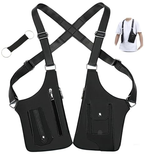 Crossbody Sling Bag Herren,Umhängetasche,Wasserdicht Schultertasche,Doppelte Schulter-Achsel-Tasche,Handy-Geldbörse 2026,Anti-Diebstahl Doppel-Schultertache aus für Herren & Damen,Schwarz