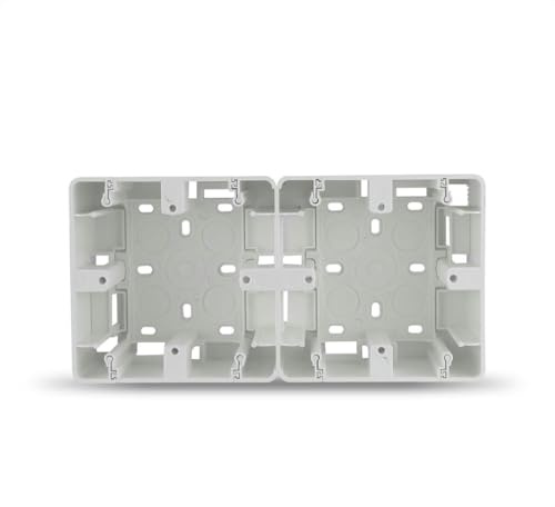 Zócalo empotrado blanco, 2 elementos, superficie, ideal para instalaciones eléctricas y conexión de dispositivos.