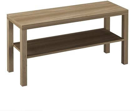 URBNLIVING 2 Tier TV Bench Entertainment Media Stand Cabinet Wooden Storage Display Unit Center Shelf, Modern TV Console Table for Living Room Bedroom - Oak, H45cm x W90cm x D30cm