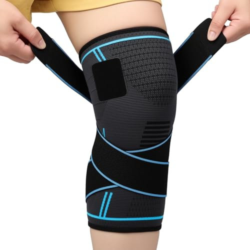 HOTUT Ginocchiera Ortopedica,Tutore Ginocchio Regolabile,Elastica Antiscivolo Fascia di Compressione,Supporto per Ginocchio per Sport e corsa (M)