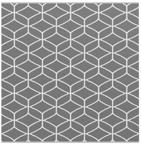 vidaXL Tapis d'extérieur Géométrique ARAKIL Gris et Blanc 300 x 300 cm, Tapis d'extérieur Moderne pour Jardin et terrasse, résistant, écolo et Durable, Parfait pour intérieur et extérieur