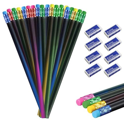 Set di 40 matite HB, colori che cambiano l'umore 2B, con gomma, colore attivo, termico, matite in legno, per regali di compleanno per bambini
