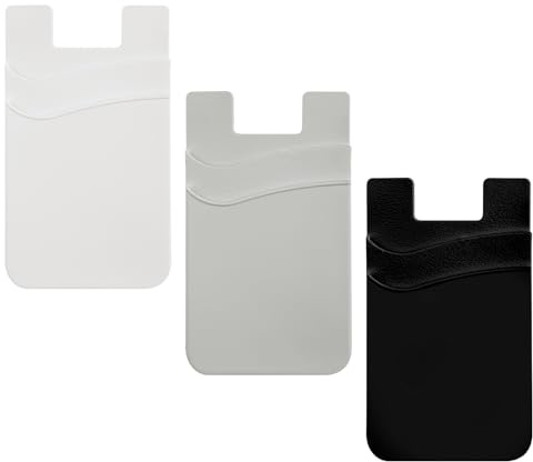 Hopzab 3PCS Silicone Double Card Holder for Phones, Slim Adhesive Pouch, Daily Commute Essentials, Secure Card Storage