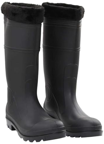 Runheo Bottes en caoutchouc avec doublure intérieure amovible en PVC, imperméables, robustes, semelle antidérapante, taille 44, noires, idéales pour la pêche, la chasse, l'extérieur et le travail