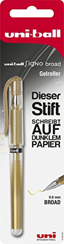 Uni-Ball 146894 - Gelroller Signo UM-153, Stärke: 0,6 mm, gold, 1 Stück | Metallic-Geltinte für kreative Gestaltung, weiches Schreibgefühl