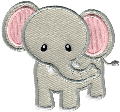 PatchMommy Elefant Aufnäher zum Aufbügeln für Kinder, 8,25 x 9 cm | Gesticktes Bügelbild, Patch & Applikation für Baby- und Kinderkleidung & Rucksäcke – zum Aufbügeln oder Aufnähen