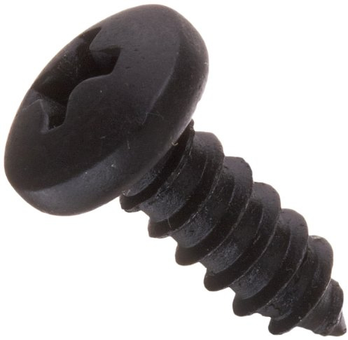 Small Parts 1008ABPPB Steel Sheet Metal Screw, Black Oxide Finish, Pan Head, Phillips Drive, Type AB, #10-16 Thread Size, 1/2 Length (Pack of 100)