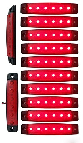 YUK 10 pcs 3.8 6 LED Side Led Marker Trailer marker lights for trucks, Marker light amber, Rear side marker light, Truck cab marker lights, RV marker light (Red)