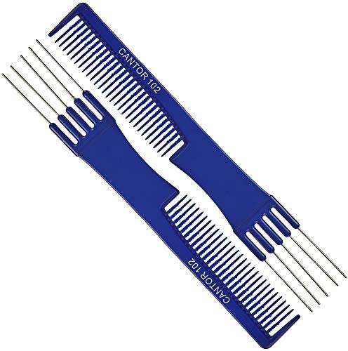 Lift Teasing Comb & Hair Pick - 2 Pack, Five Stainless Steel Lifts - Chemical & Heat Resistant Detangler - Anti Static Comb For All Hair Types - By Cantor