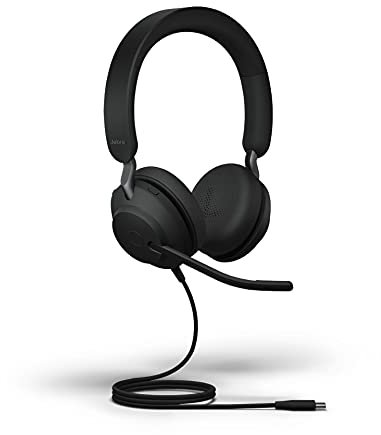Jabra Evolve2 40 Casque PC Mono Écouteurs Certifié Microsoft Teams à Réduction du Bruit avec Technologie d'Appel à 3 Microphones - Câble USB-A - Noir