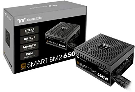 Thermaltake Smart BM2 650W | PC-ATX-Netzteil | 80-Plus-Bronze| semi-modular | leiser 140 Lüfter | EU Zertifiziert | schwarz