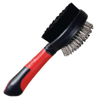 Karlie Professional Borsten- und Stiftbürste, Hundebürsten, 2 in 1, Gummi, Rot/Schwarz, 22,5x6,5x6,5 cm