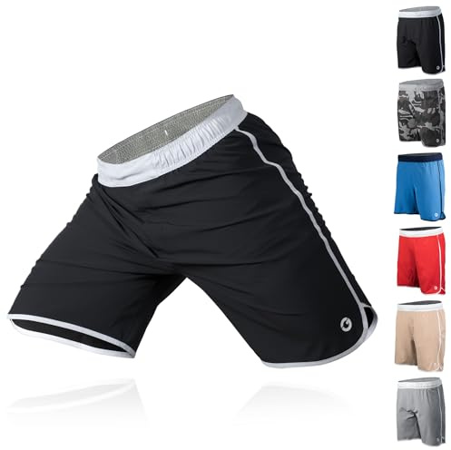 Gold BJJ Pacific Short - No-Gi Jiu Jitsu Fight Shorts (Black, Large)