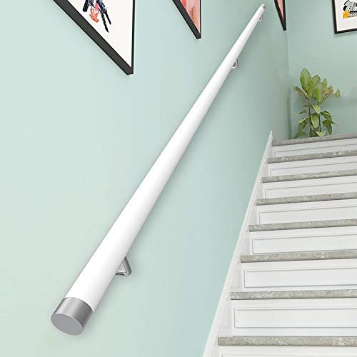 Treppengeländer Mit Armaturen Endkappen Weiß ， Verbesserte Version Pine Anti-Rutsch-Handlauf-50~400 cm Komplettset, Korridor-Stützstange ， Mit Fester Halterung (Size : 400cm)
