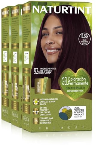 Naturtint Biobased| Haarfarbe Oohne Ammoniak | 3.56 Intensiv leuchtendes Rot | Hoher Anteil an natürlichen Inhaltsstoffen | 3er Pack | 510 ml