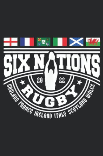 Rugby 6 Nations England France Wales Scotland Italy Ireland: Plain Lined Journal Notebook, 120 Pages, Medium 6 x 9 Inches, Printed Cover