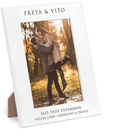 Maverton A5 Fotorahmen mit Gravur - Familien Bilderrahmen für Fotos 15x21 - zum Aufstellen und Aufhängen - für Paare - zum Hochzeitstag - zur Hochzeit - zum Valentinstag - zusammen