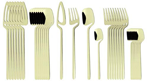 32 stücke Geschirr Klassiker Silber Besteck Set 304 Edelstahl Wohnung Home Gabel Löffel Messer Küche Abendessen Set essgeschirr (Color : Champagne)