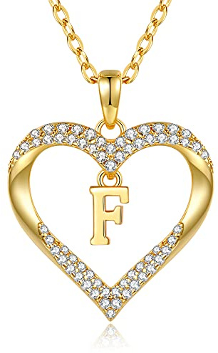 CDE Kette Damen 18K Vergoldet Halskette Initialen Herz Anhänger Buchstabenkette für Damen A-Z Personalisiert Kette Schmuck Geburtstags Geschenk für Teenager Mädchen Frauen Valentinstag Weihnachten | Geburtstags Geschenk für Sie Initiale Herz Anhänger Buchstabenkette für Valentinstag Weihnachten Schmuck Frauen Freundin
