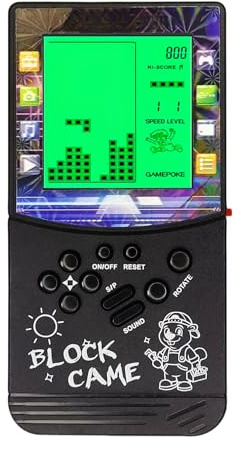 HLF Neuer großer Bildschirm Ziegel Spielkonsole grüne Hintergrundbeleuchtung eingebaute 23 Multi-Mode Spiele Geschwindigkeit und Schwierigkeitsgrad einstellbar (Black)