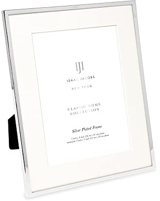 Isaac Jacobs 7x9 (Matted 5x7) Silver Classic Metal Picture Frame w/Easel