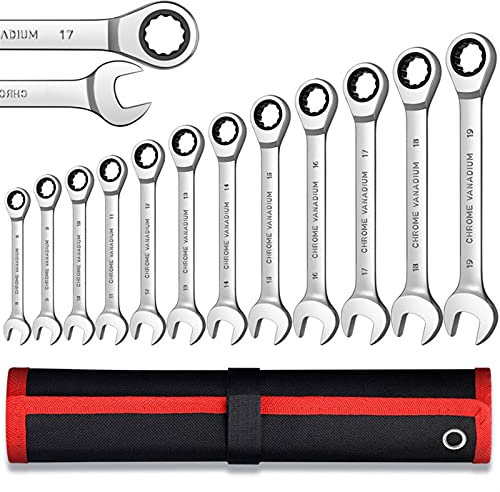BOSUGE Ratschenschlüssel, Ratschensatz Schraubenschlüssel Ratschenschlüssel-Satz Doppelringschlüssel Ringmaulschlüssel Handwerkzeugsatz Autoreparaturwerkzeuge Universalschlüssel (Color : 9pcs)