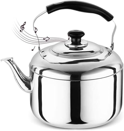 BAITUB Flötenkessel Wasserkessel für Holzofen Induktion Edelstahl Teekanne 5/6/7/10L Haushalts Kessel für Gasherd Wasserkessel Teakettle für Küche Wandern Camping(Color:,Size:5L)