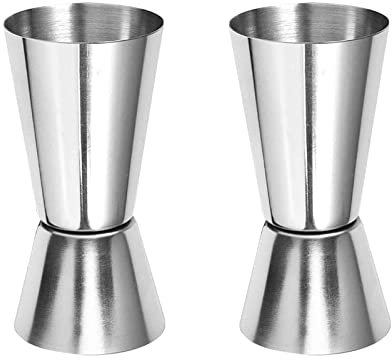 Jetisva 2pcs Stainless Steel Drink Measures - 25ml & 50ml Shot Measure Gift Set for Bar, Party & Cocktails