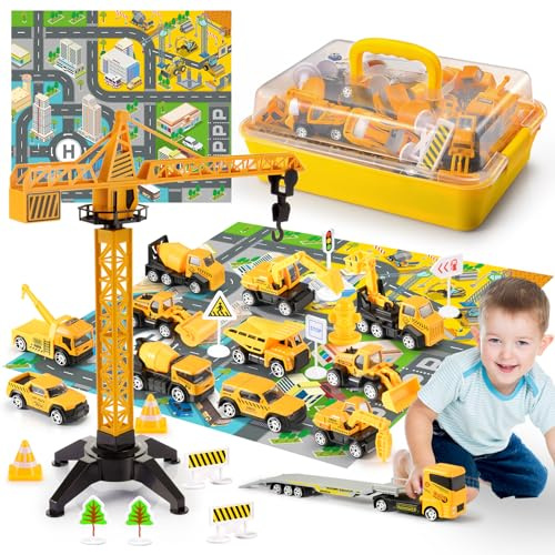 Adeokay Kinderspielzeug ab 2-5 Jahre, Baustellenfahrzeuge Bagger Spielzeug für Jungen - Weihnachten Geschenk für Kinder