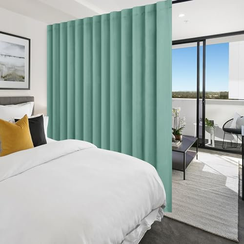 Hiasan Patio Sliding Room Divider Door Curtains - Extra Wide Privacy Room Thermal Insulated Blackout Curtain with Back Tab & Rod Pocket for Bedroom Partition(100 x 108 Inches, Sage Green)