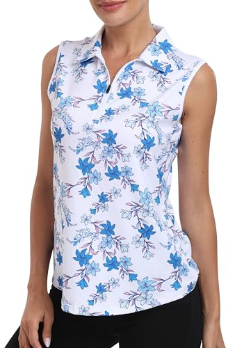MoFiz Women's Sleeveless Tops Lady-fit Golf Polo Shirts Casual Sports Work Tennis T-Shirts