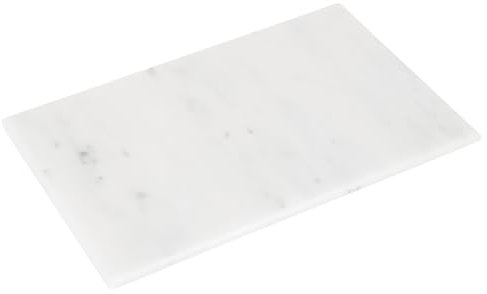 Argon Tableware Marble Chopping Board - 30 x 20cm - White - Rectangle Cutting Board Solid Worktop Protector Mat Serving Platter for Slicing Vegetables, Cutting Meat, Meal Preparation