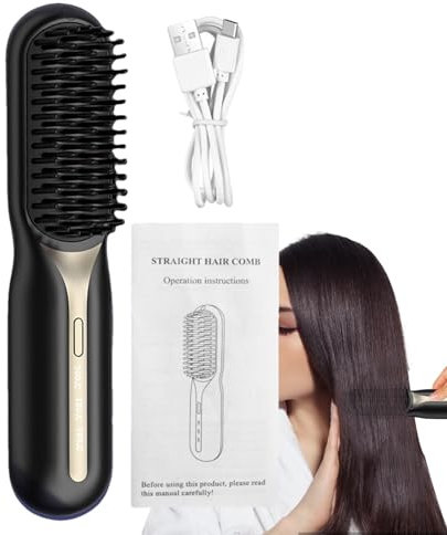 Cepillo alisador de cabello, cepillo alisador de cabello portátil - Cepillo de eléctrico Peine inalámbrico,Cepillo alisador de iones negativos, herramienta de peinado, alisador recargable para mujeres