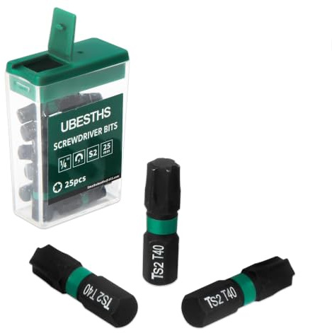 UBESTHS Torx Bit T40, Schraubendreher Bits Set 25 Stück, 1/4 Sechskantschaft, 25mm Länge mit Box