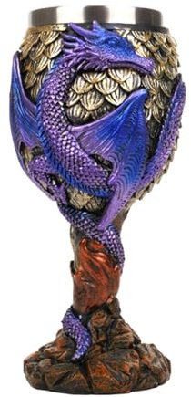 Cáliz del Dragón - Copa de Copa del Dragón | Copa de vino dragón | Cáliz de vino Dragones | Vaso de dragón de llama medieval | Copa de vino cáliz | Tazas medievales de vino de dragón | Cálices