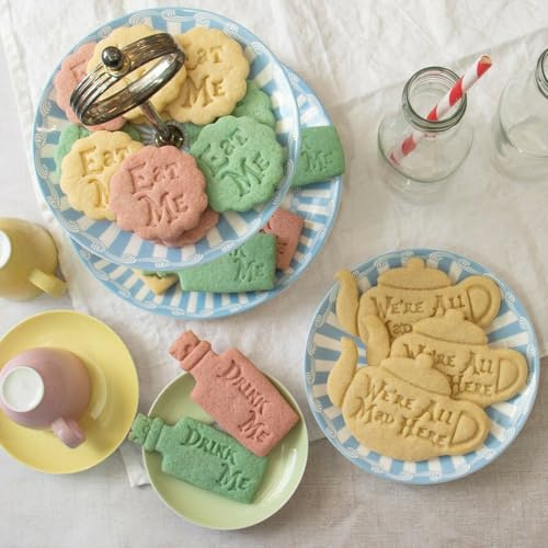 3Pcs Cookie Cutters Set DIY Biscuit Cake Moulds Eat Me Baking Cake Fondant Frame Mold With Good Wishes for Buscuit Dessert Embossing Stamp