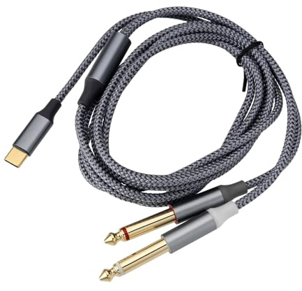 eMagTech Câble USB C vers 6,35 mm USB A vers double 6,35 mm 1/4 TS Audio Cable AUX Y Splitter Cable pour Smartphone Tablette Ordinateur Portable Amplificateur Haut-parleur
