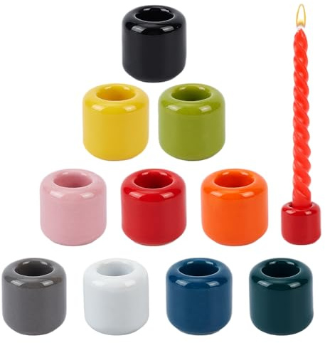 NBEADS 10 Stück Keramik Kerzenständer Set, 10 Farben Keramik Chime Kerzenständer Handgemachte Kerzenständer für Home Decor Dinning Wedding Party, Innendurchmesser: 17.5mm