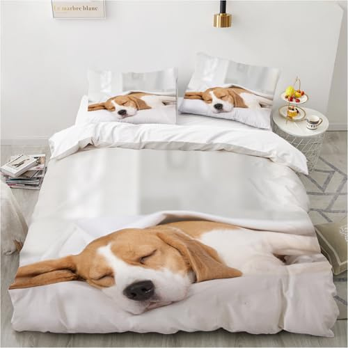 Gezu Housse de Couette 140x200cm Blanc Chat 3D Imprimé Fille Ado Parure de lit Enfant 1 Personne Filles Mignon Doux Microfibre Linge de Lit avec Fermeture Éclair Literie et 1 Taie d'oreiller 65x65cm