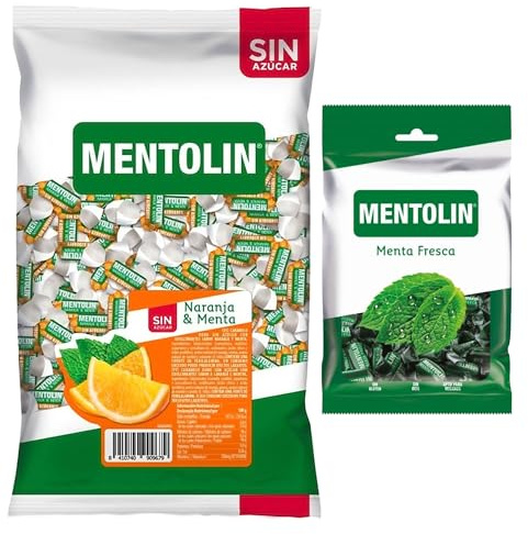 Mentolín caramelos garganta naranja s/a bolsa 1kg y de regalo menta fresca bolsa 200g