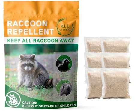 Granuli naturali repellenti per procioni, ecologici, atossici e di lunga durata, con aglio, menta piperita e oli Wintergreen, sicuri per animali domestici e bambini, confezione da 6 (25 g per