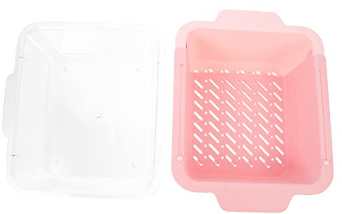 Colador Multifuncional Rosa de Plástico para Frutas y Verduras