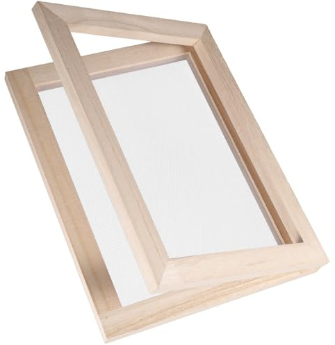 SOLUSTRE Selbstgemacht Kinder Papierherstellungsset mit Handgefertigtem Holzrahmen Papier Schöpfen Rahmen Sicher und Bruchfest für Bastelarbeiten | Selbstgemacht Bastelrahmen, Sicher und Leicht zu Brechen, für Druckmuster Stoffen